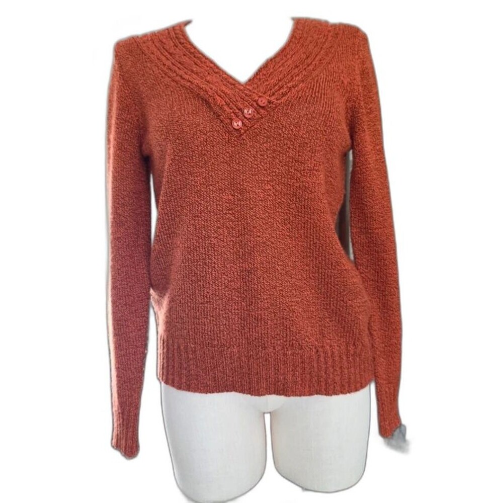 Carolyn Taylor Rust Tangerine Tango Knit Sweater L